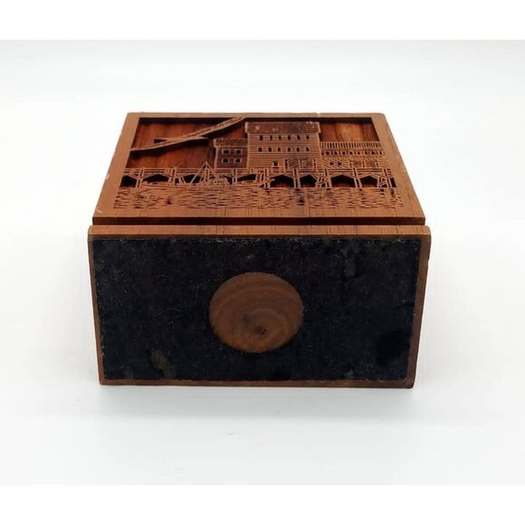 Vintage Walnut Wood Laser Engraved Desk Accessory Office Decor, Nautical Coastal - Picture 3 of 12